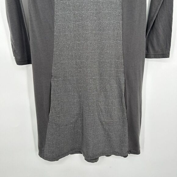 STEWART + BROWN Gray Striped Organic Cotton Lightweight Long Sleeve Dress Small - Picture 4 of 5